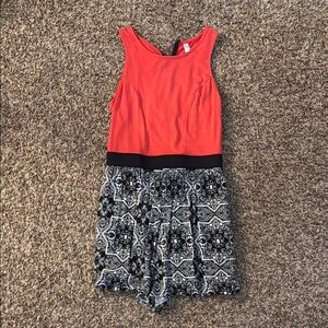 Red and Black Patterned one piece romper